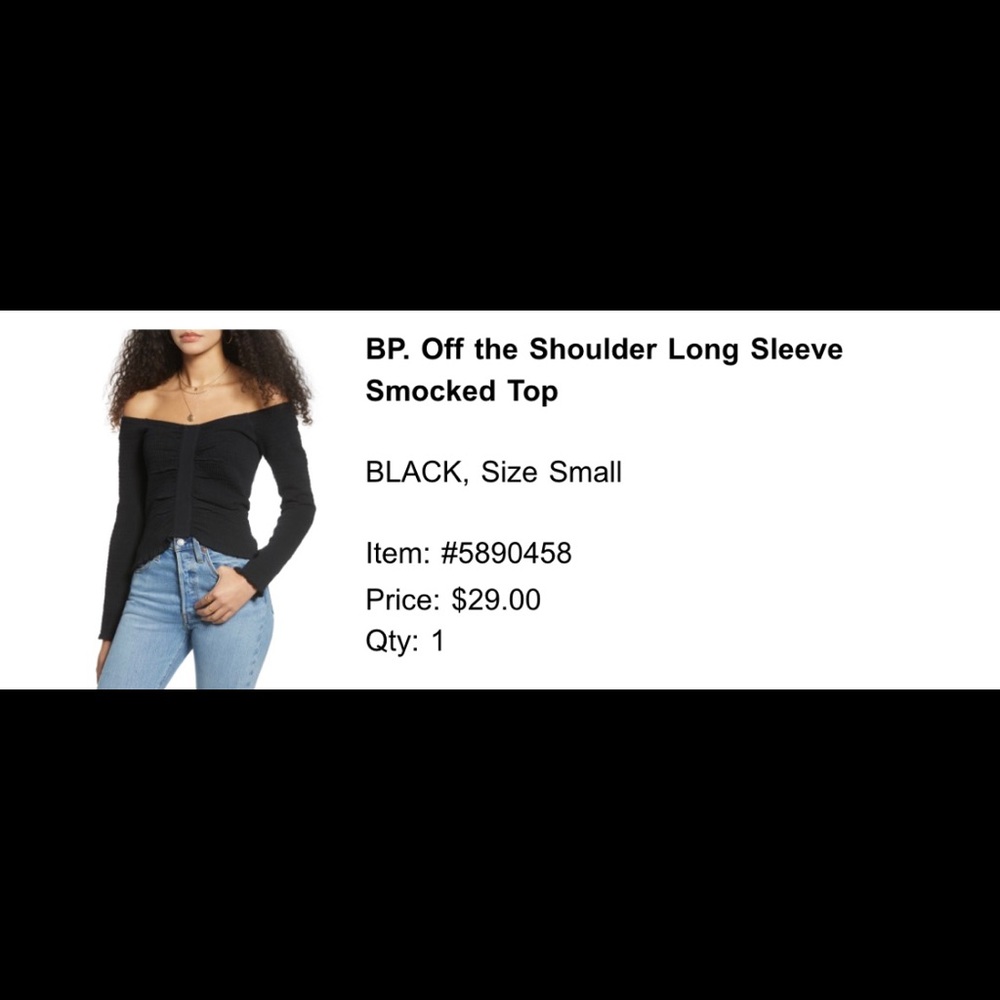 • off shoulder top . BP •